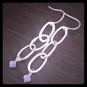 Sterling Silver Chain Earrings w/ Swarovski